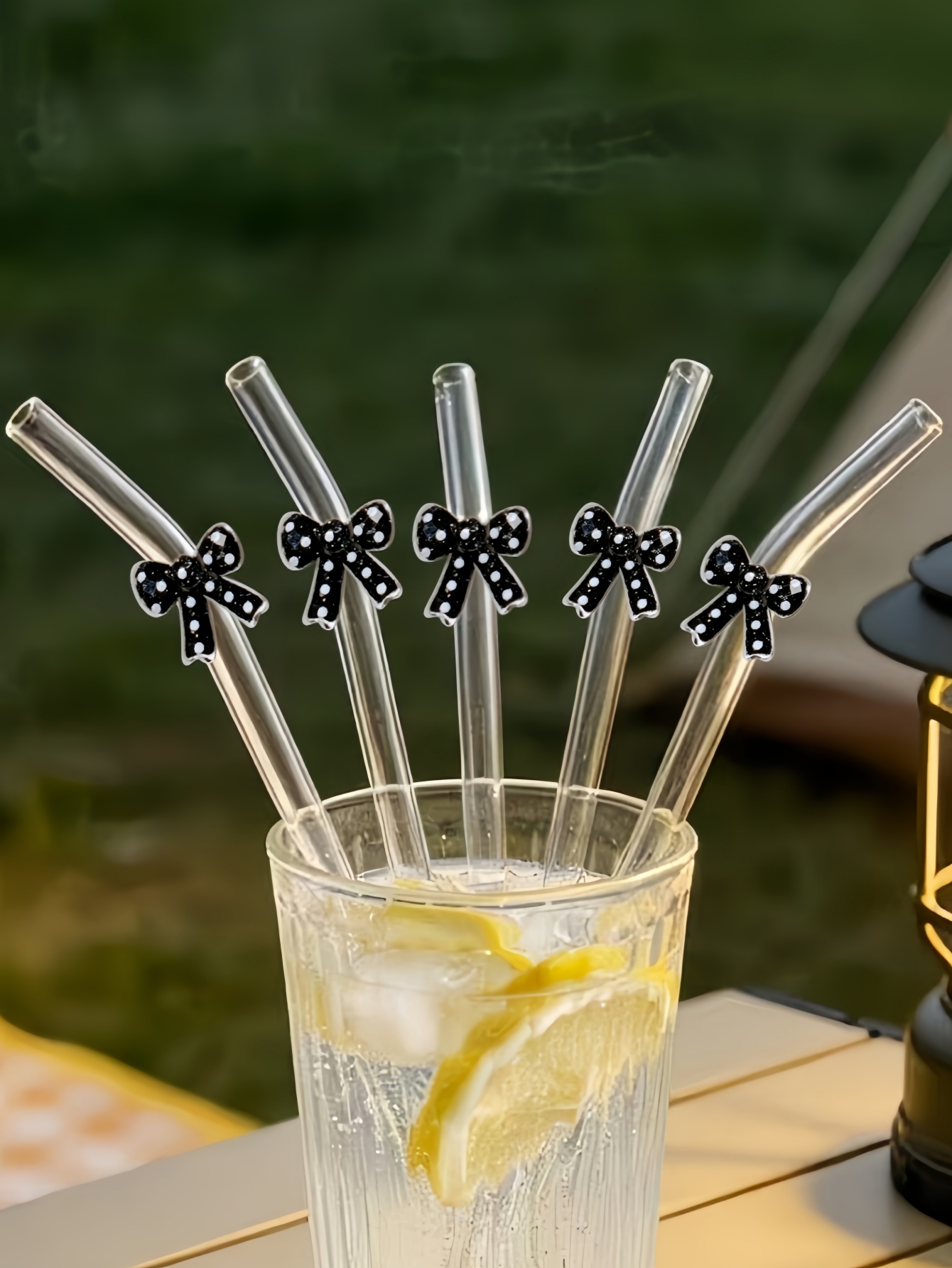 Reusable Straw - 1/3/6PCS Elegante cannuccia in vetro nera