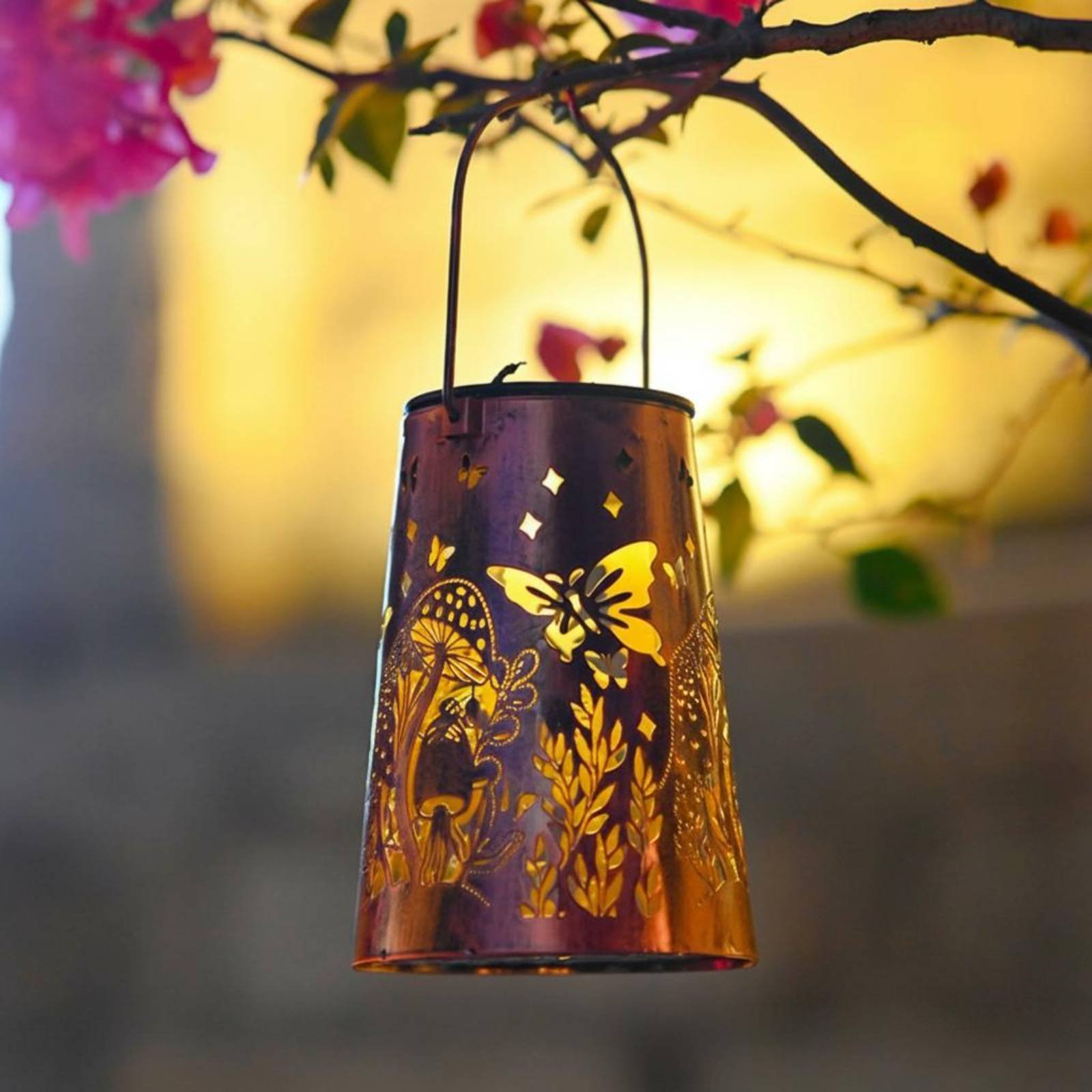 Solar Garden Light - Lanterna da Giardino con Motivo Floreale,