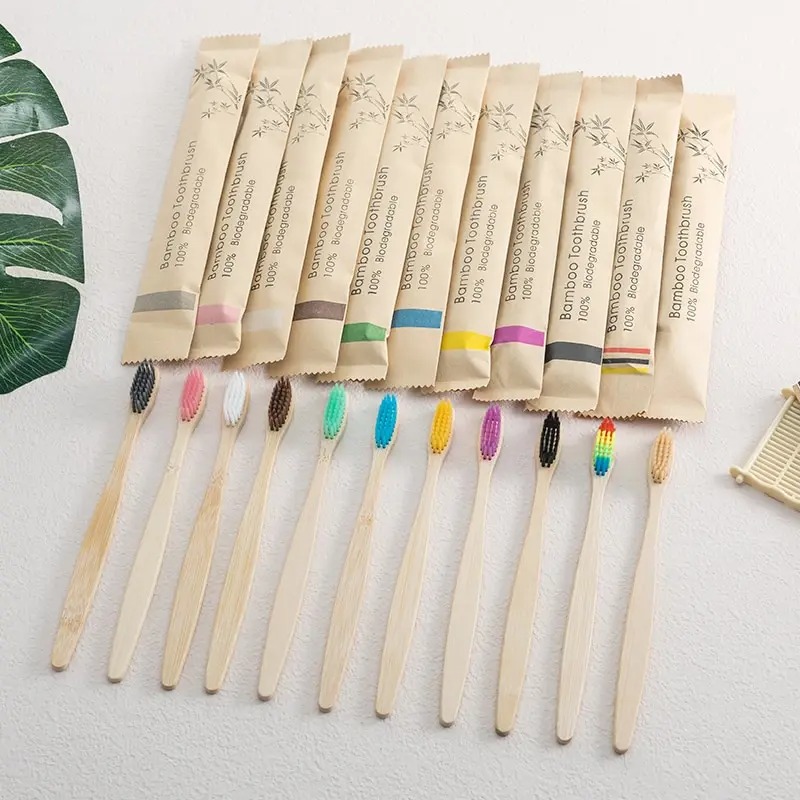 Bamboo Toothbrush - Confezione da 10 Spazzolini da Denti