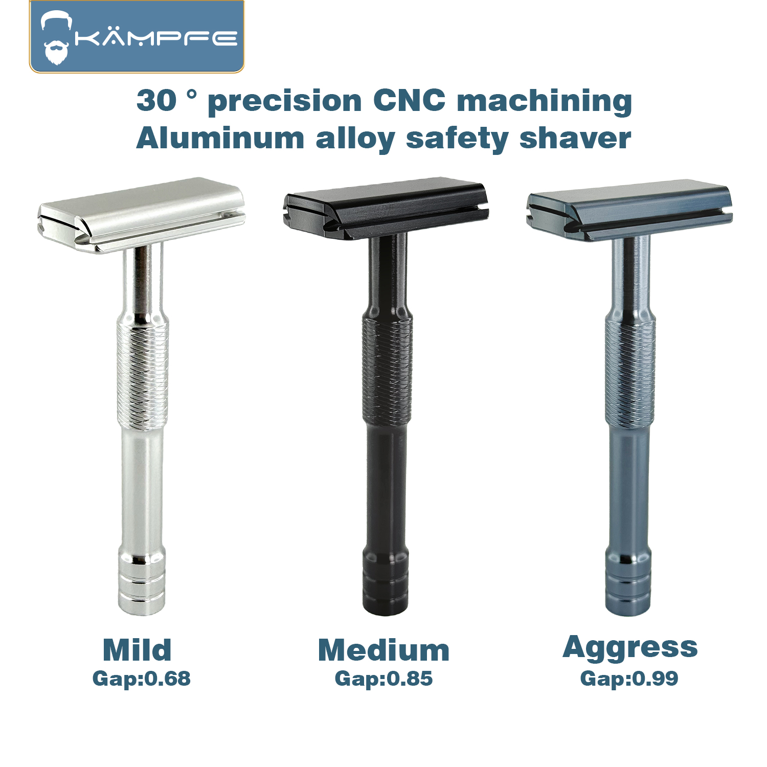 Safety Razor Handle - Rasoio di sicurezza manuale KAMPFE CNC