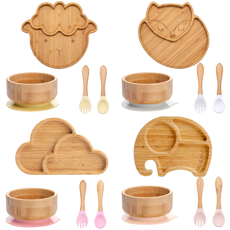Bamboo Cutlery - 4 pezzi stoviglie per bambini piatto
