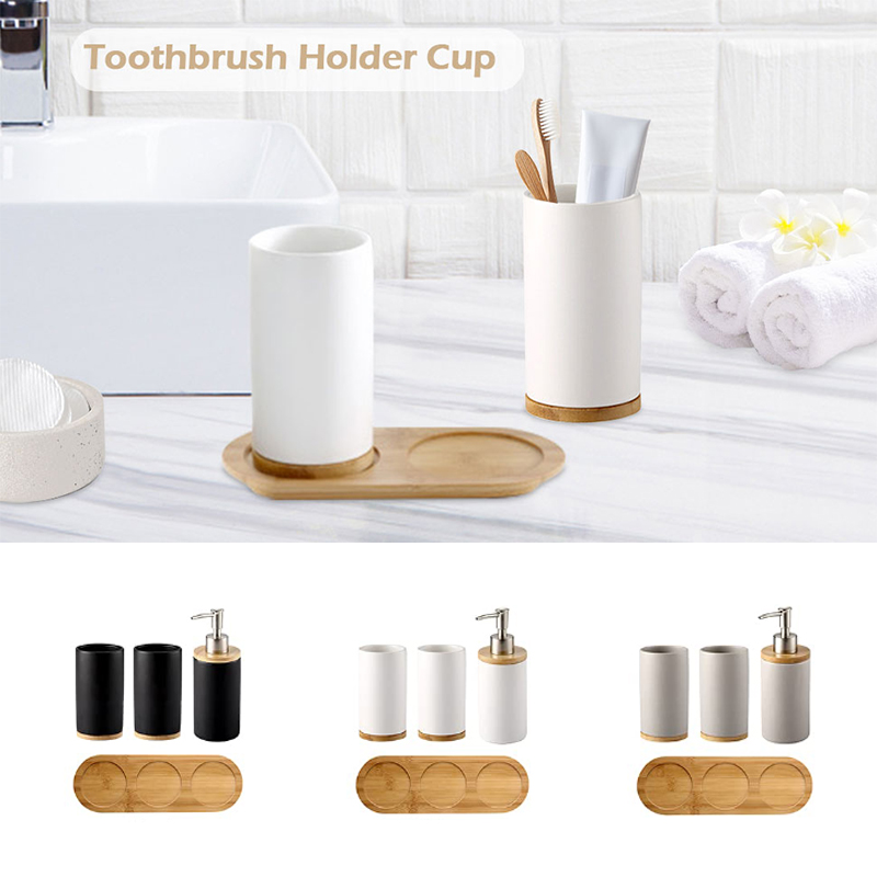Bamboo Toothbrush - Set da bagno in ceramica Dispenser