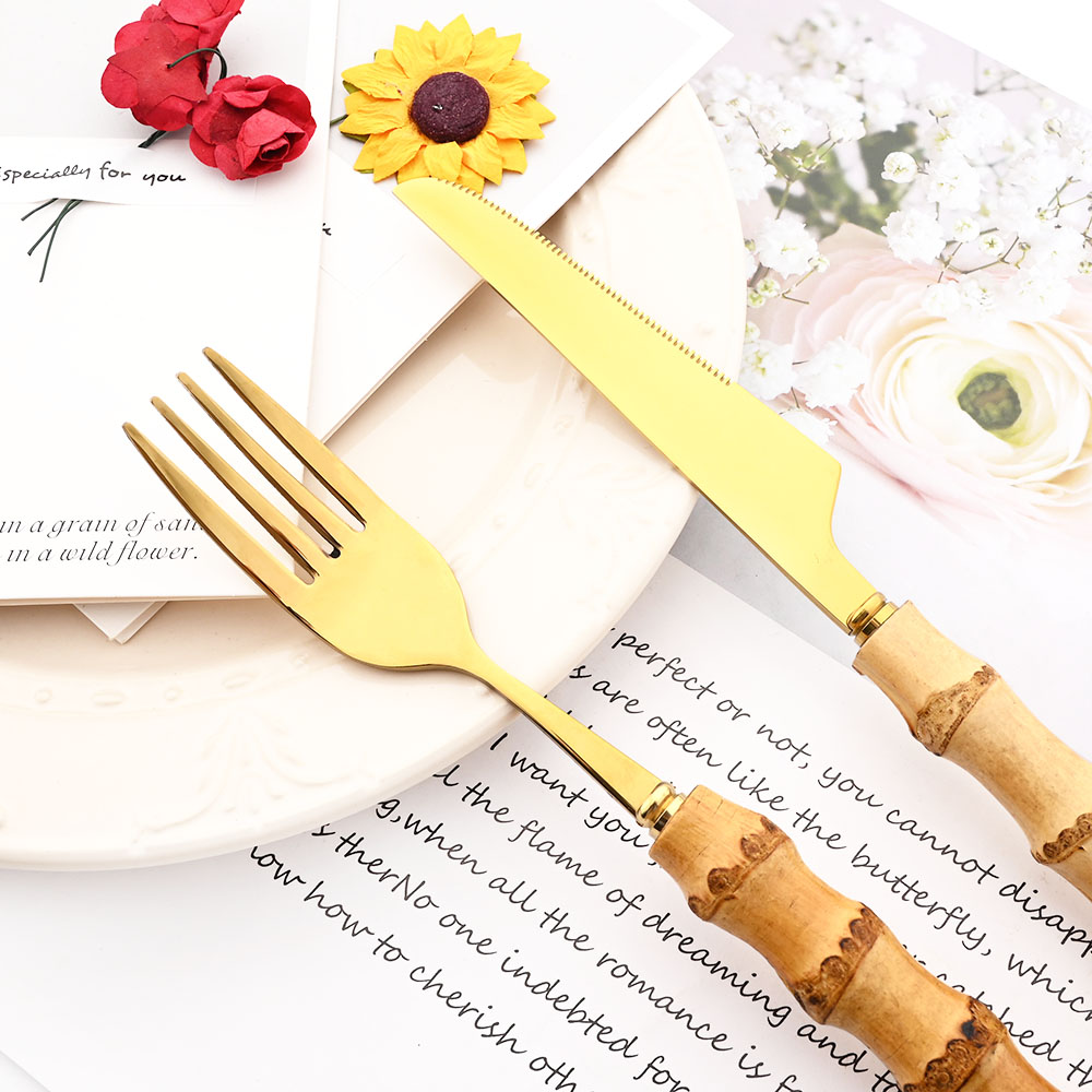 Drmfiy Gold Dinner Fork Set di - Bamboo Cutlery recensione e prezzo