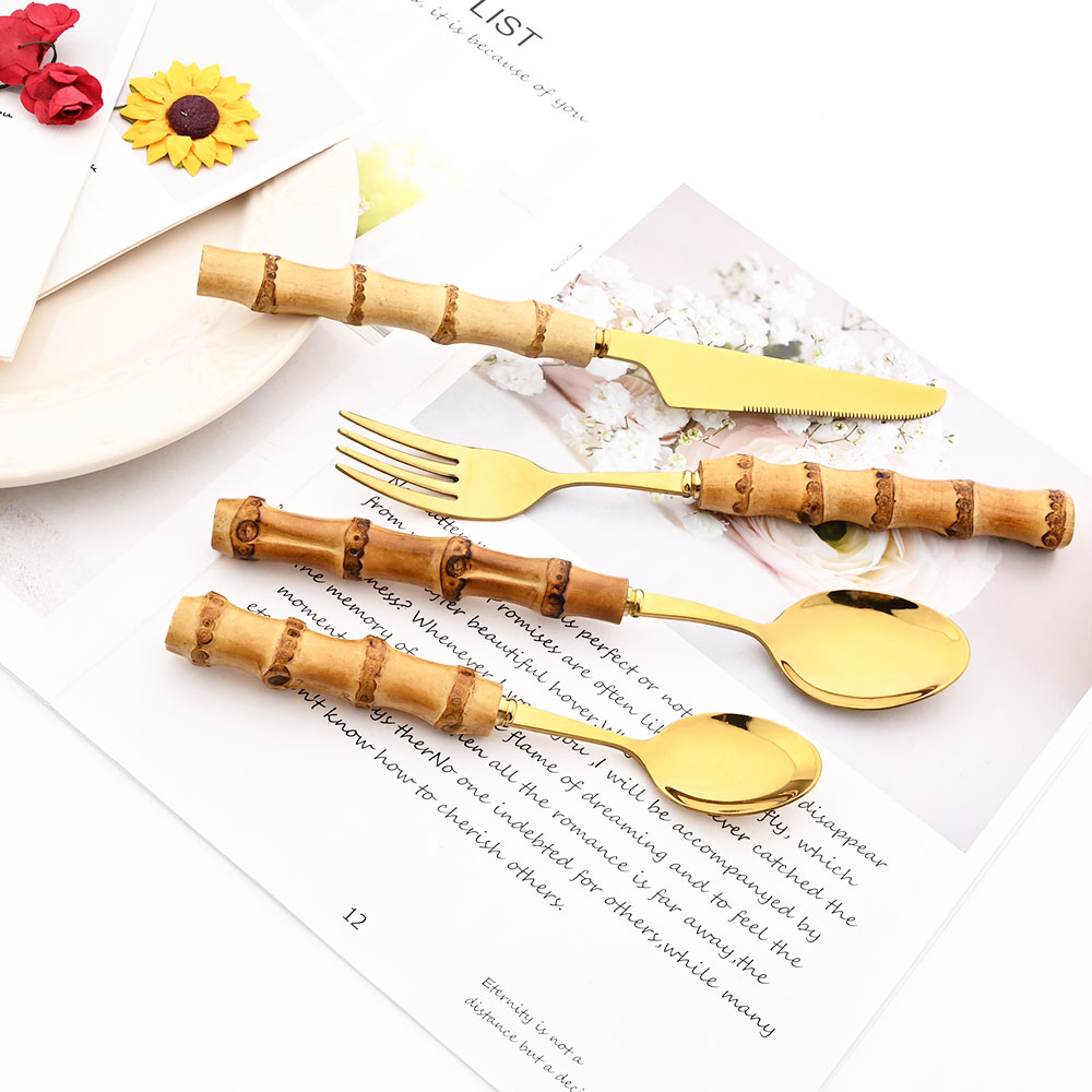 Drmfiy Gold Dinner Fork Set di - Bamboo Cutlery recensione e prezzo
