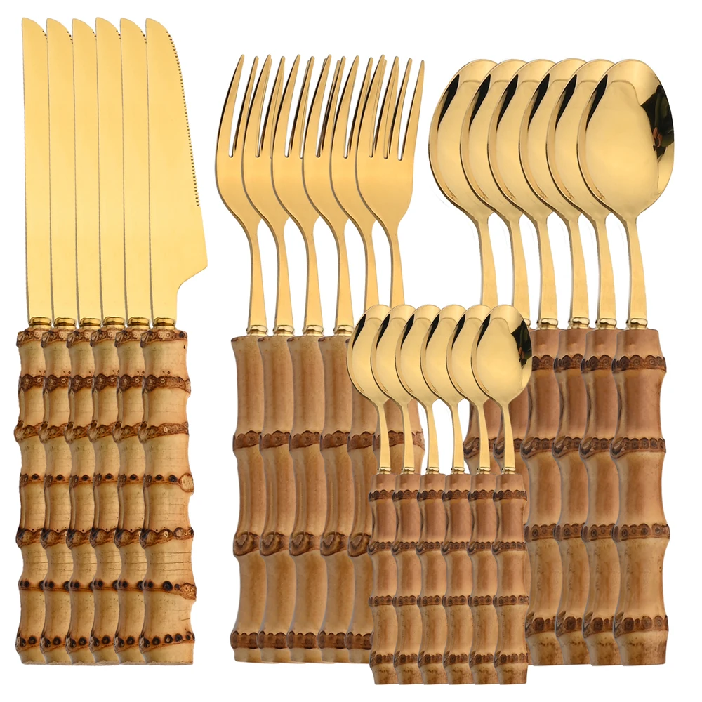 24 pezzi posate in acciaio ino - Bamboo Cutlery recensione e prezzo